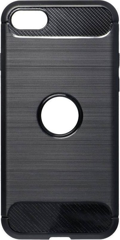 Mbrojtëse telefoni Forcell Carbon për iPhone SE 2020, gomë rezistente, e zezë