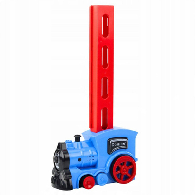 Lodër tren elektrik me domino, 80 copa, me avull uji, me ngjyra nga të gjitha