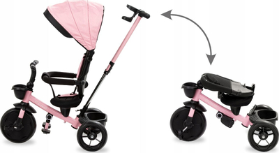 Tricikletë për kalamaj Kidwell AXEL Pink Charmy, me dorezë për prindin, tendë mbrojtëse, rozë