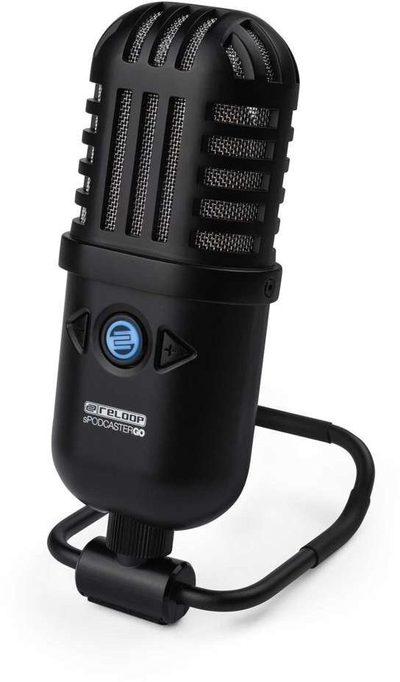 Mikrofon USB Reloop AMS SPODCASTER GO, kondensator, për podcast edhe streaming, i zi