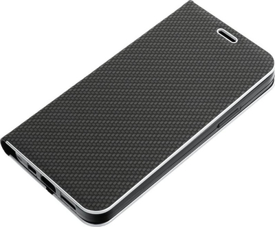 Kapak telefoni Luna Book Carbon për Xiaomi Redmi Note 12 Pro Plus 5G, tip libri, me teksturë karboni, i zi
