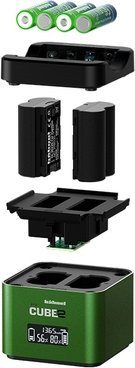 Karikues baterish Hähnel Procube 2 Twin për Fuji, ekran LCD, dalje USB 2.4A, i zi
