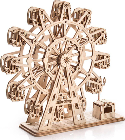 Puzzle druri 3D Little Story Rrota Panoramike, model zbukurimi, ngjyrë druri natyrale