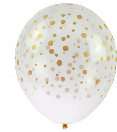 Balona transparente me konfeti, latex, 30cm, 5 copë