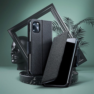 Këllëf libër OEM Fancy për iPhone 17 Pro, me xhepa, i zi