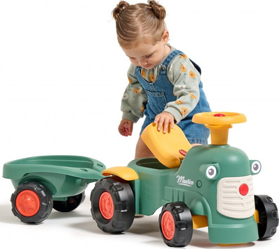 Traktor lodër Falk Baby Maurice, me rimorkio, jeshil