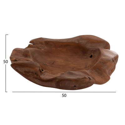 Enë dekorative tavoline Noki HM18296, dru teak, 50x46x10 cm, ngjyrë natyrale