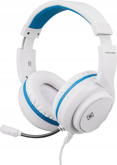 Gaming kufje Deltaco GAM127W, për PlayStation 5, 40mm, kabllo 2m, të bardha blu