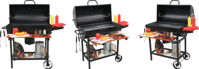Grill qymyri pa markë, me kapak, sipërfaqe 71x34.5 cm, i zi