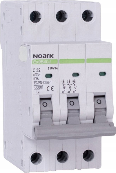 Ndërprerës mbrojtës Noark Ex9B40J, 16A, 3P Slim, i bardhë