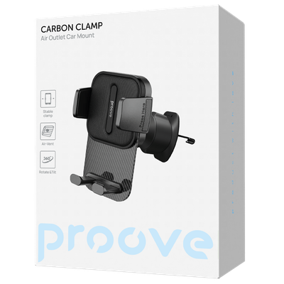 Mbajtëse telefoni për veturë Proove Carbon Clamp, për ventilim, kapëse mekanike, e zezë