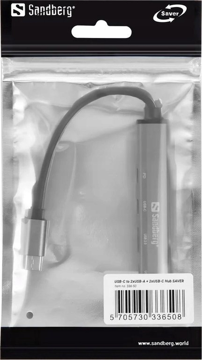 Hub USB Sandberg USB C to 3xUSB A 2xUSB C Saver, 5 porta, PD 65W, gri