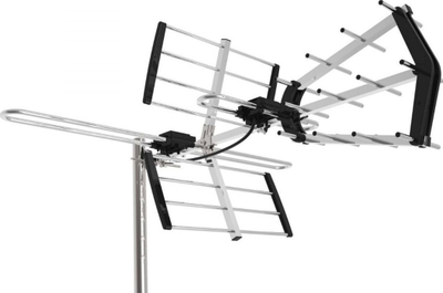 Antena TV e jashtme Red Eagle Galaxy Combo Premium, DVB-T2 4K, filtër LTE, argjendtë e zezë