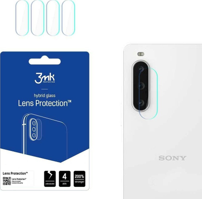 Mbrojtës kamere 3MK Lens Protect për Sony Xperia 10 V, xham hibrid, 4 copë, transparent