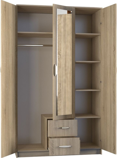 Dolap garderobe Topeshop ROMANA MIRROR, 120cm, me pasqyrë, lis Sonoma