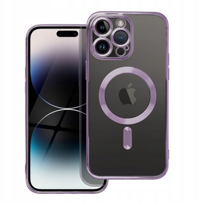 Kuti telefoni OEM Electro Mag për iPhone 11 Pro, kompatibile me MagSafe, transparente, vjollcë