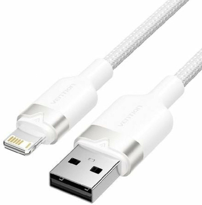 Kabllo USB Vention, Type A në Lightning, 2 metra, 2.4A, e bardhë