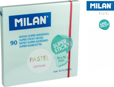 Shënues vetëngjitës Super Sticky Pastel, 76 x 76 mm, 90 fletë, blu