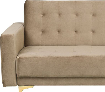 Divan krevati Beliani Aberdeen, 3 vende, kadife, bezhë rëre