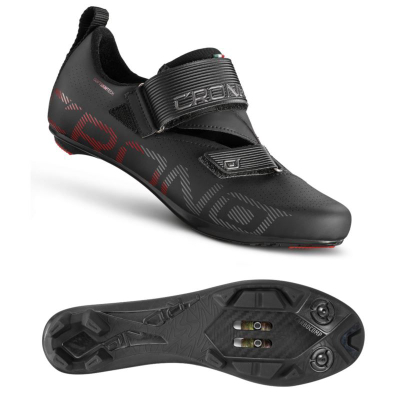 Këpucë çiklizmi Crono CT-1-20 Triathlon, taban karbon-nylon, mbyllje me Velcro, të bardha