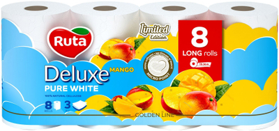 Letër tualeti Ruta Deluxe Mango, 3 shtresa, 8 role, me aromë mango