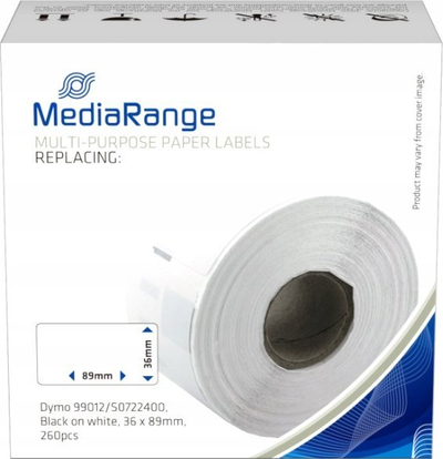Etiketa letre për printer etiketa MediaRange Dymo 9, vetëngjitëse, të bardha