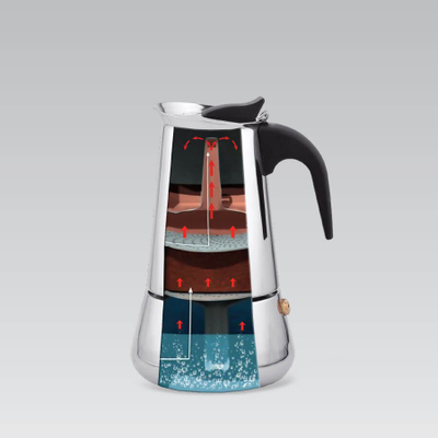 Xhezve moka Maestro MR-1660-6, 0.3L, për induksion, çelik inox i zi