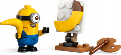 Lodër Minions me makinë banane, 4 figurina, shumëngjyrëshe