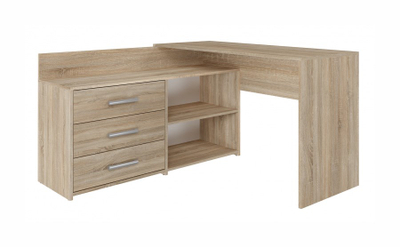Tavolinë këndore kompjuteri Dany Large, 3 sirtarë, rafte, sonoma oak
