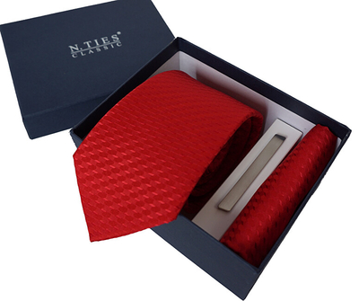 Set kravatë dhe shami N.Ties BKKK S002, të kuqe