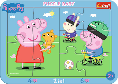 Puzzle Trefl Peppa Pig Happy, set 2in1, 4 dhe 6 pjesë, shumëngjyrësh