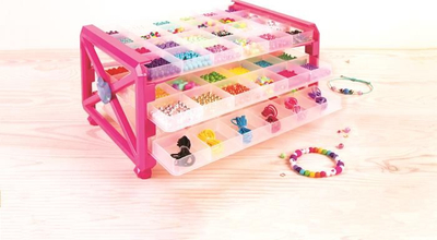 Set për bizhu Ultimate Bead Studio, 2600 rruaza, charms zbukurues, kuti me ngjyra për ruajtje