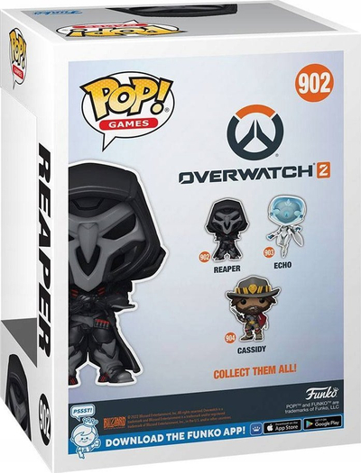 Figurë vinili Funko Pop Games Reaper Overwatch 2, 10 cm, për koleksion, e zezë