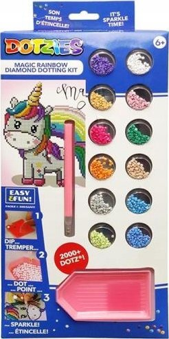 Set kreativ Diamond Dotz Magic Rainbow, mozaik me gurëza, me unikorn, shumëngjyrësh