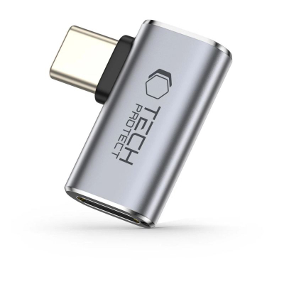 Adapter këndor USB-C Tech-Protect Ultraboost AA01, USB4 40Gbps, 100W, gri