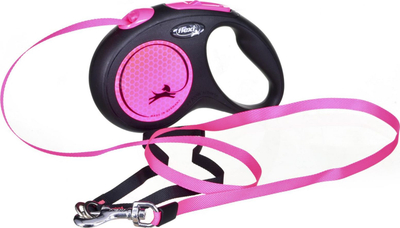 Litar për qen Flexi New Neon M, 5m, rozë