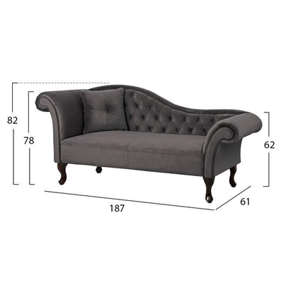 Sofa Chesterfield Niovi velvet krah i majtë 189×61×84 cm (HM3007.10), gri