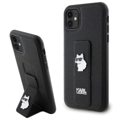 Futrollë telefoni Karl Lagerfeld KLHCN61GSACHPK, iPhone 11 XR 6.1", Gripstand Saffiano, e zezë