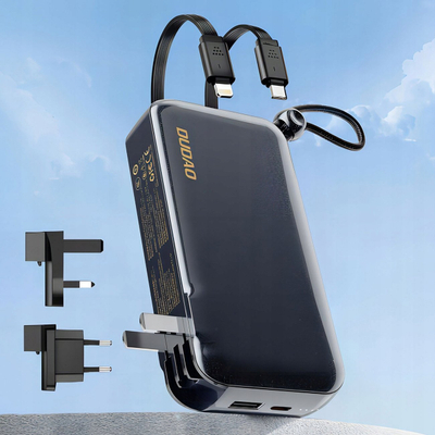 Karikues me power bank Dudao K25, 10000mAh, 3 priza, gri