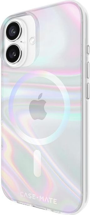 Këllëf telefoni Case-Mate Soap Bubble MagSafe për iPhone 16, mbron nga rëniet deri 3.6m, transparent me shkëlqim shumëngjyrësh