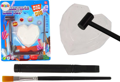 Set arkeologjik Lean Toys Gemstone Dig Kit, zemër, gurë zbukurimi, i bardhë
