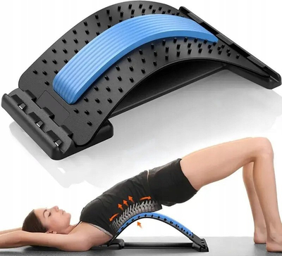 Streçer shpine për akupresurë, 3 nivele për rregullim, plastikë ABS, i zi me blu