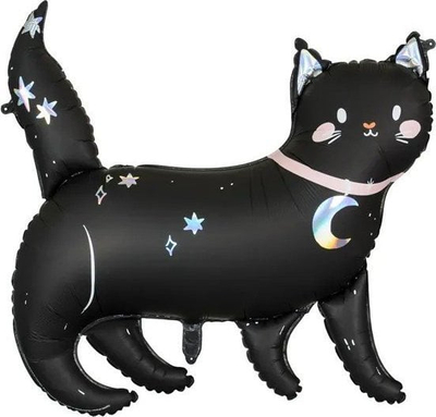 Balonë folje PartyDeco Cat, 96x95cm, mace dekor, e zezë holografike