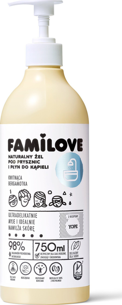 Xhel dushi dhe banje Yope Familove, 750ml, me erë bergamot