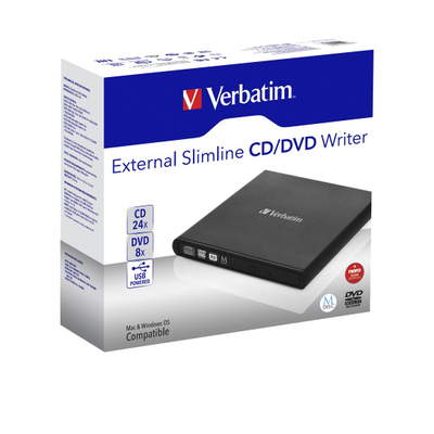 Надворешен записувач Verbatim 98938, USB, тенок CD DVD, црн
