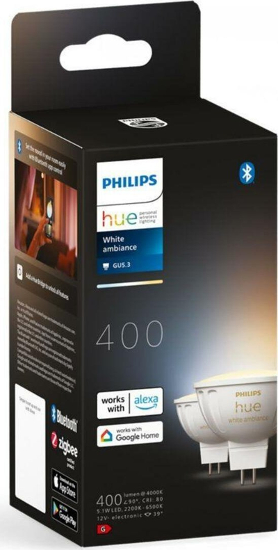 Llamba smart Philips Hue MR16, GU5.3 12V, 5.1W 400 lm, dritë e bardhë