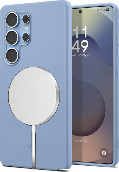 Kapak telefoni Spigen Silicone Fit MagSafe për Samsung Galaxy S25 Ultra, silikon, blu safir