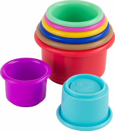 Lodër grumbulluese Tommee Tippee Pile and Play Cups, set me 8 kupa, shumëngjyrëshe