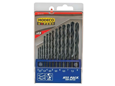 Set stërvitjesh për metal Modeco MN-60-933, 13 copë, HSS, 2-8mm