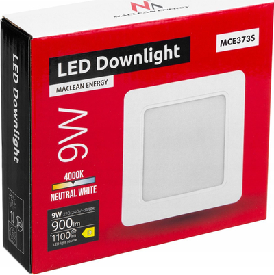 Panel LED i futur në tavan Maclean MCE373 SLIM, 9W, 4000K dritë neutrale, 120x120mm, i bardhë